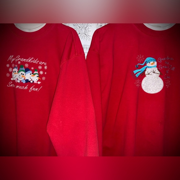 ⛄️Pre-Loved 2 Pcs Sz-L&XL M&CSportswear Bundle Red Snowman Sweaters/Sweatshirts - Picture 7 of 16